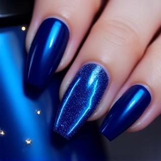 Ongles avec effet Cat-Eye magnétique aux reflets bleutés